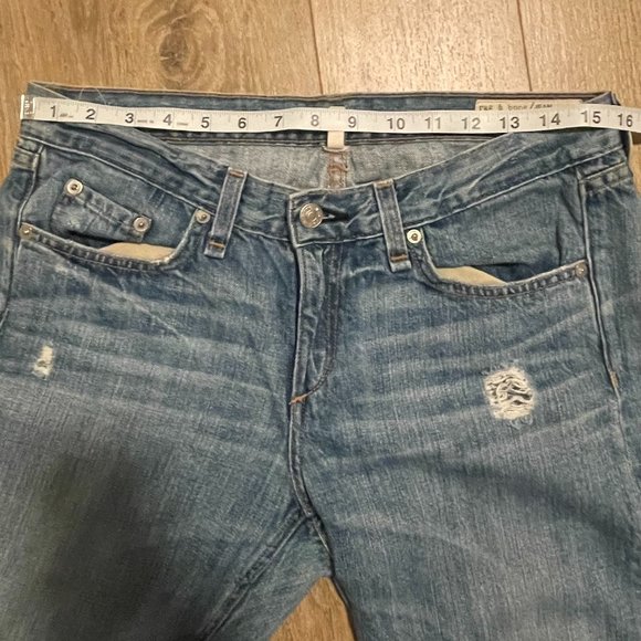 RAG & BONE Boyfriend Jeans Distressed in Moss Color - Size 27 - Picture 7 of 11